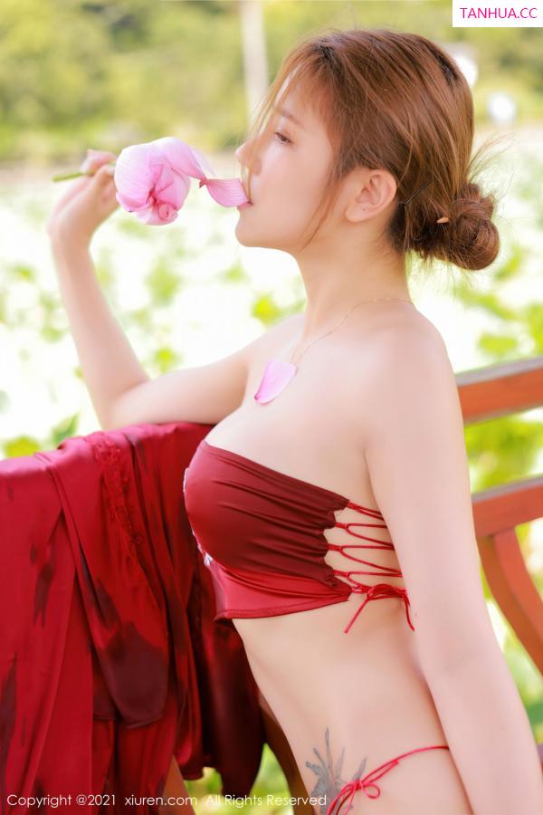 夏西CiCi  古风美人夏西CiCi 室外荷花园拍摄第25张图片
